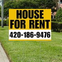 Real Estate - House For Rent - Plain Mustard Gold White Design YardSigns.com