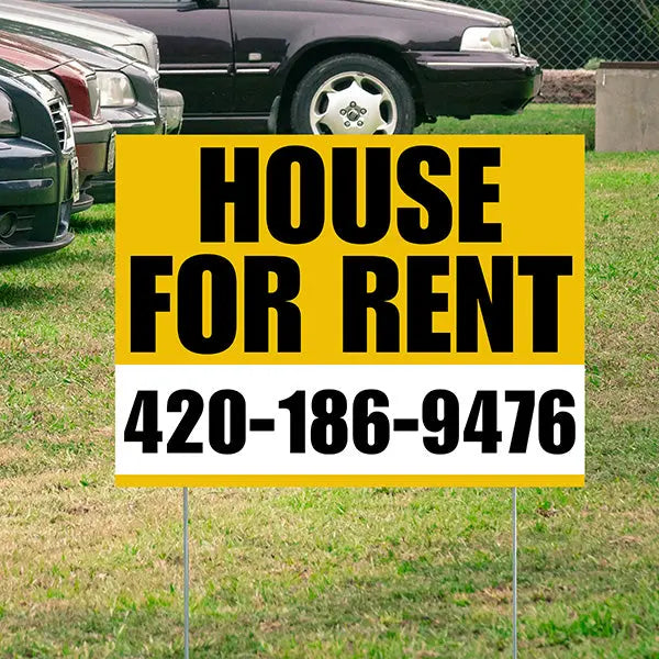 Real Estate - House For Rent - Plain Mustard Gold White Design YardSigns.com