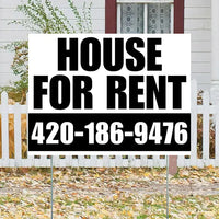 Real Estate - For Rent - Plain White Black Design YardSigns.com