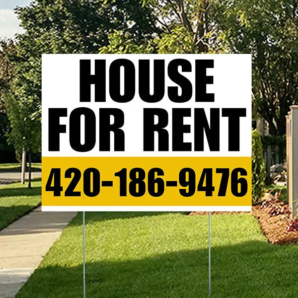 Real Estate - House For Rent - Plain White Mustard Gold Design YardSigns.com
