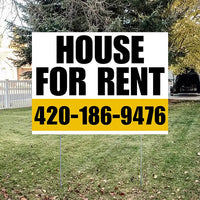 Real Estate - House For Rent - Plain White Mustard Gold Design YardSigns.com