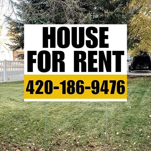 Real Estate - House For Rent - Plain White Mustard Gold Design YardSigns.com
