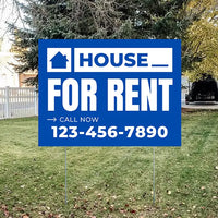 Real Estate - For Rent - Plain Blue White Design YardSigns.com