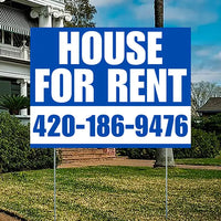 Real Estate - For Rent - Plain Blue White Design YardSigns.com