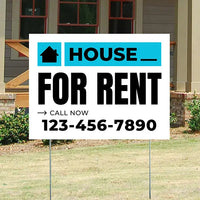 Real Estate - For Rent - Plain White Aqua Blue Design YardSigns.com