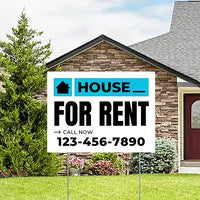 Real Estate - For Rent - Plain White Aqua Blue Design YardSigns.com