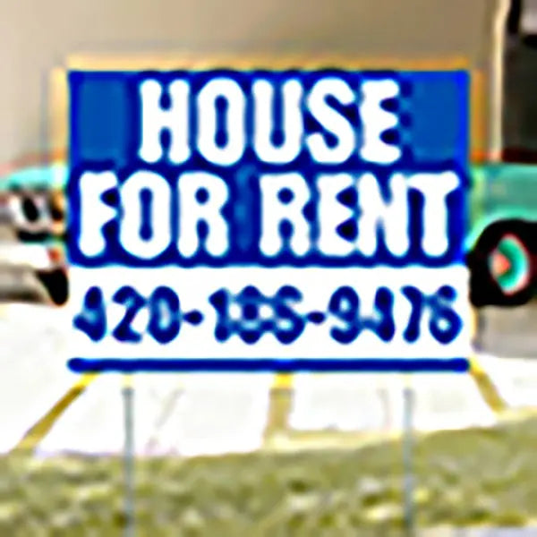 Real Estate - For Rent - Plain Blue White Design YardSigns.com