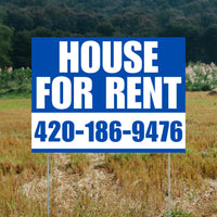 Real Estate - For Rent - Plain Blue White Design YardSigns.com