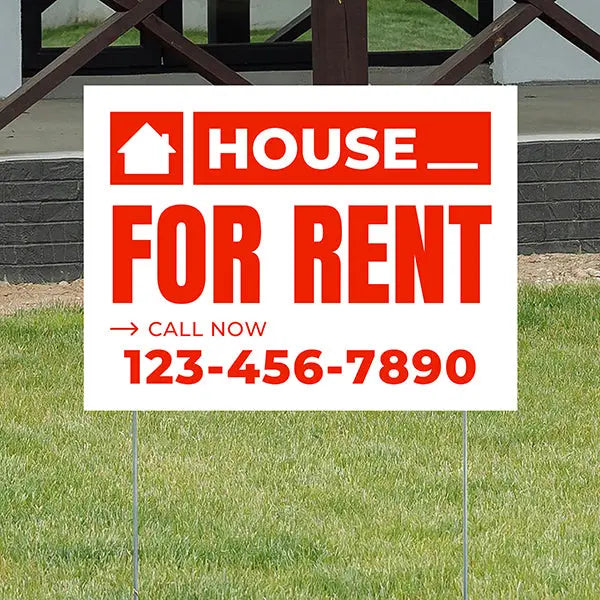 Real Estate - For Rent - Plain White Chili Red Design YardSigns.com