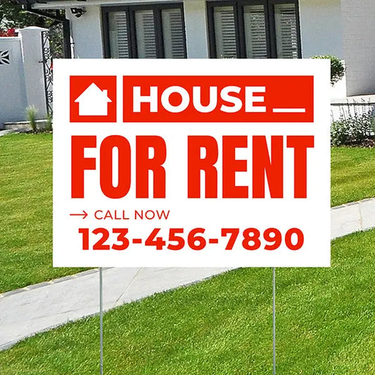Real Estate - For Rent - Plain White Chili Red Design YardSigns.com