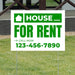 Real Estate - For Rent - Plain White Green Design YardSigns.com