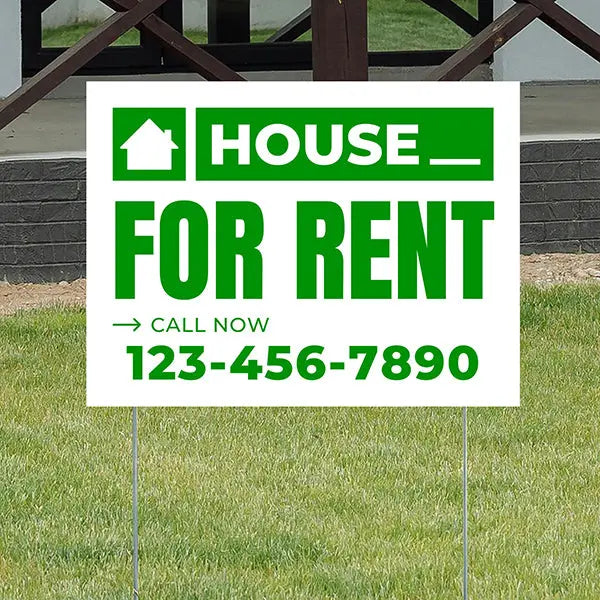 Real Estate - For Rent - Plain White Green Design YardSigns.com