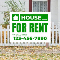 Real Estate - For Rent - Plain White Green Design YardSigns.com