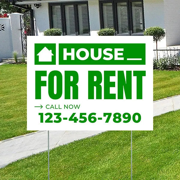 Real Estate - For Rent - Plain White Green Design YardSigns.com