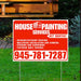 Painters Sign - Interior/Exterior Painting, Wallpaper Installation and Removal, Staining and Varnishing, Textured Wall Finishes with Get Quotes - Plain Chili Red White Design YardSigns.com