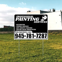 Painters Sign - Restoration, Priming surfaces, Anti-Graffiti Coatings, Custom Color Consultation - Plain Black White Design YardSigns.com