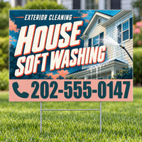 Pressure Washing - House Soft Washing Yard Sign - Petrol & Coral - 24 x 18