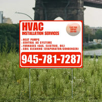 HVAC - Heat Pumps, Central AC Systems Furnaces (Gas, Electric, Oil), Coil Cleaning (Evaporator/Condenser) with Logo - Plain White Chili Red YardSigns.com