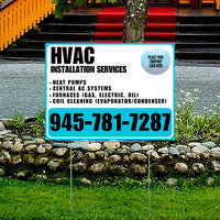 HVAC - Heat Pumps, Central AC Systems Furnaces (Gas, Electric, Oil), Coil Cleaning (Evaporator/Condenser) with Logo - Plain White Aqua Blue YardSigns.com