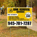 Junk Removal Services - Furniture Removal, Yard Waste Removal, Attic, Basement, or Garage Clean-Outs with Price Tag - Plain White Mustard Gold Design YardSigns.com