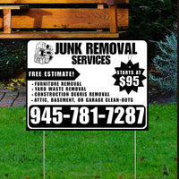Junk Removal Services - Furniture Removal, Yard Waste Removal, Attic, Basement, or Garage Clean-Outs with Price Tag - Plain White Black Design