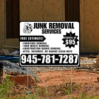 Junk Removal Services - Furniture Removal, Yard Waste Removal, Attic, Basement, or Garage Clean-Outs with Price Tag - Plain White Black Design