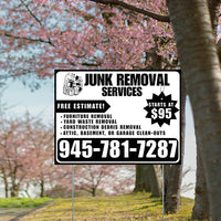 Junk Removal Services - Furniture Removal, Yard Waste Removal, Attic, Basement, or Garage Clean-Outs with Price Tag - Plain White Black Design