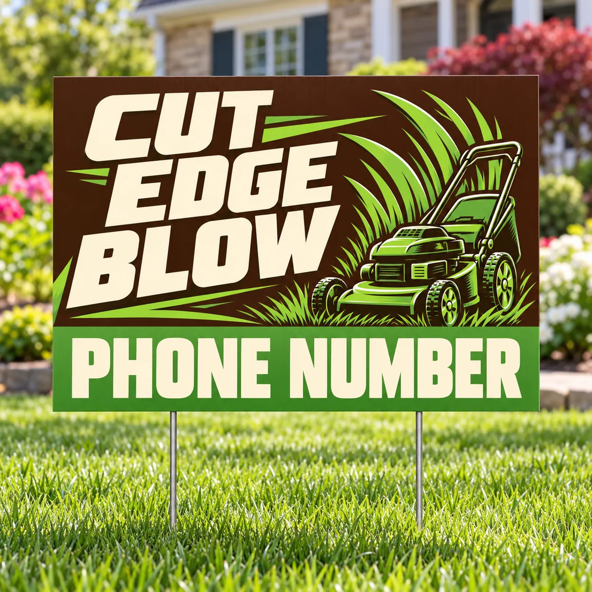 Landscaper - Cut Edge Blow - Brown YardSigns.com