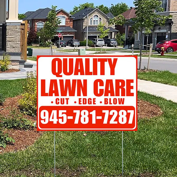 Landscaper - Quality Lawn Care with Price Tag - White Chili Red Design YardSigns.com