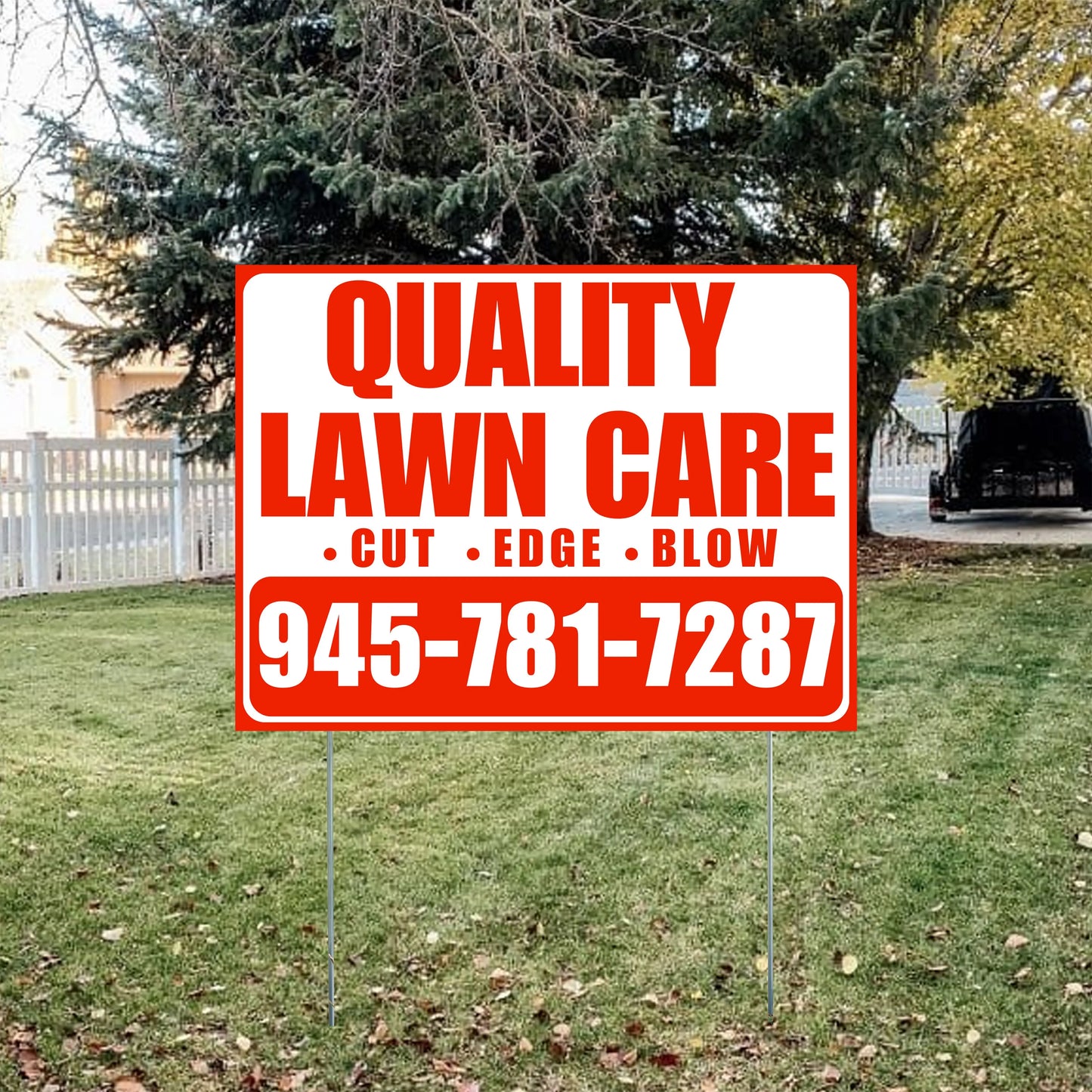 Landscaper - Quality Lawn Care with Price Tag - White Chili Red Design YardSigns.com