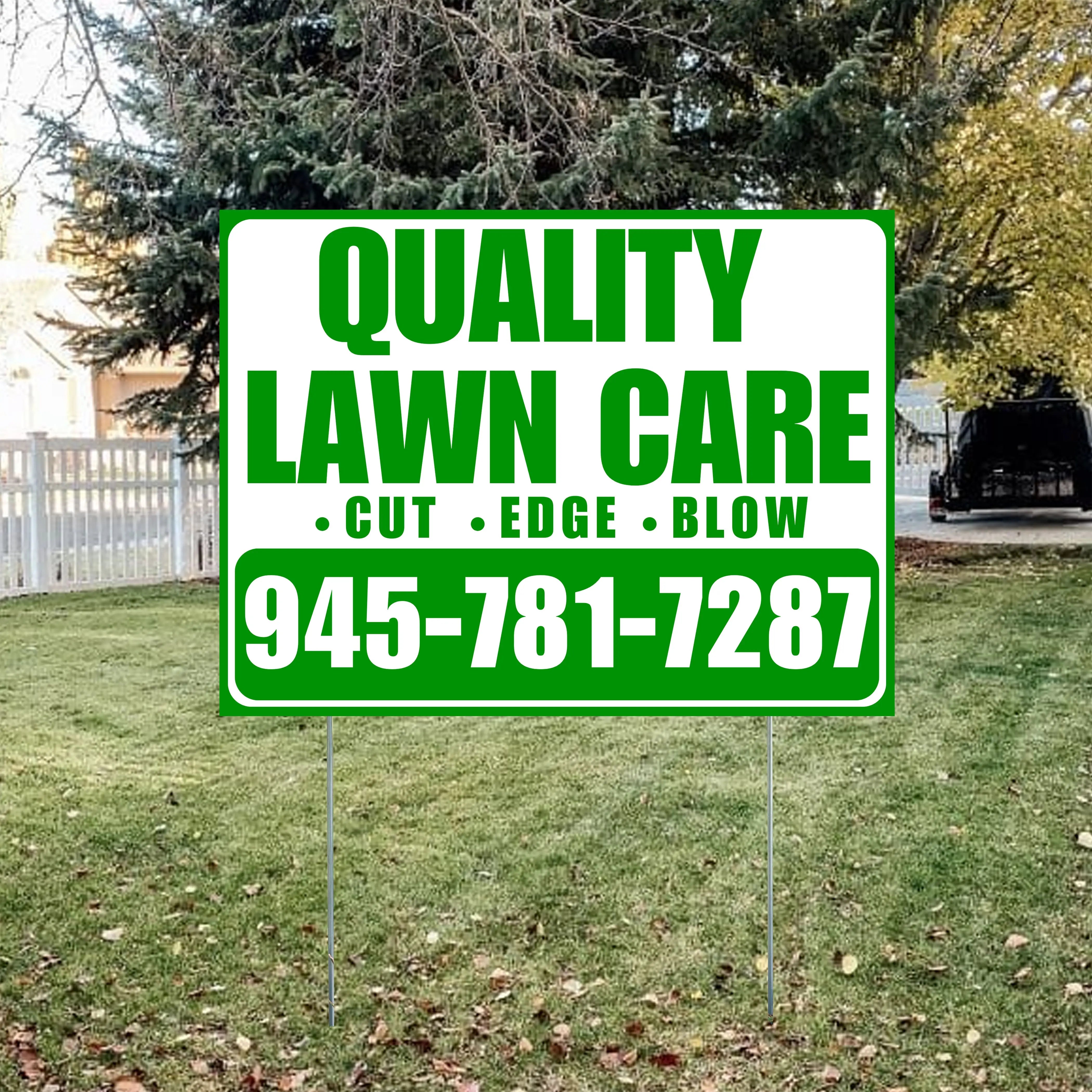 Landscaper - Quality Lawn Care with Price Tag - White Green Design YardSigns.com