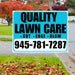 Landscaper - Quality Lawn Care - Cut Edge Blow - White Aqua Black Design YardSigns.com
