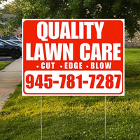 Landscaper - Quality Lawn Care - Cut Edge Blow - Chili Red White Design YardSigns.com