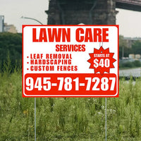 Landscaper - Lawn Care Services - Leaf Removal Hardscaping Custom Fences - White Chili Red Design YardSigns.com