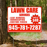 Landscaper - Lawn Care Services - Leaf Removal Hardscaping Custom Fences - White Chili Red Design YardSigns.com