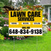 Landscaper - Lawn Care Services - Trimming Mulching Fertilizing - Mustard Gold White Design YardSigns.com