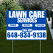Landscaper - Quality Lawn Care - Cut Edge Blow - Aqua Blue White Design YardSigns.com
