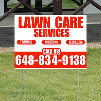 Landscaper - Lawn Care Services - Trimming Mulching Fertilizing - White Chili Red Design YardSigns.com