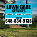 Landscaper - Lawn Care Services - Trimming Mulching Fertilizing - Aqua Blue White Design YardSigns.com