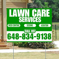 Landscaper - Lawn Care Services - Weed Control Seeding Aeration - Green White Design YardSigns.com