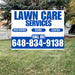 Landscaper - Lawn Care Services - Weed Control Seeding Aeration - White Blue Design YardSigns.com