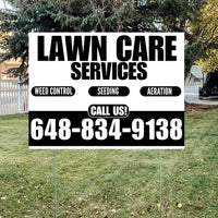 Landscaper - Lawn Care Services - Weed Control Seeding Aeration - White Black Design YardSigns.com