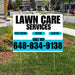 Landscaper - Lawn Care Services - Weed Control Seeding Aeration - White Aqua Blue Design YardSigns.com