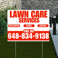 Landscaper - Lawn Care Services - Weed Control Seeding Aeration - White Chili Red Design YardSigns.com