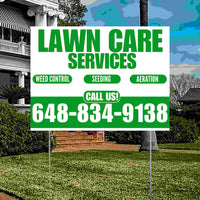 Landscaper - Lawn Care Services - Weed Control Seeding Aeration - White Green Design YardSigns.com
