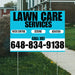 Landscaper - Lawn Care Services - Weed Control Seeding Aeration - Aqua Blue White Design YardSigns.com
