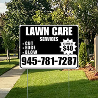 Landscaper - Quality Lawn Care with Price Tag - Black White Design YardSigns.com