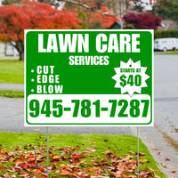 Landscaper - Quality Lawn Care with Price Tag - Green White Design YardSigns.com