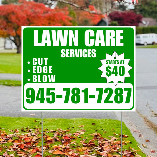 Landscaper - Quality Lawn Care with Price Tag - Green White Design YardSigns.com