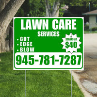 Landscaper - Quality Lawn Care with Price Tag - Green White Design YardSigns.com